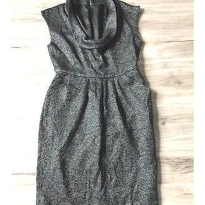 ZARA HERRINGBONE TWEED COWL NECK PENCIL DRESS